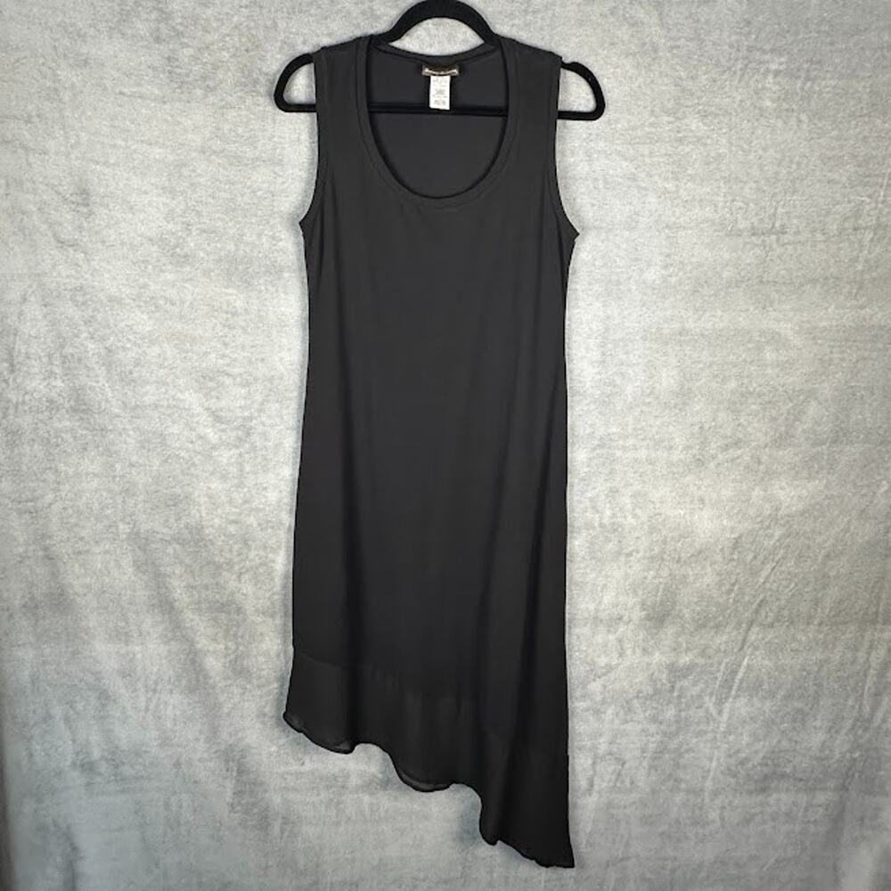 Tommy Bahama Dress Womens Medium Black Assymetrical Midi Beach Resort Lagenlook